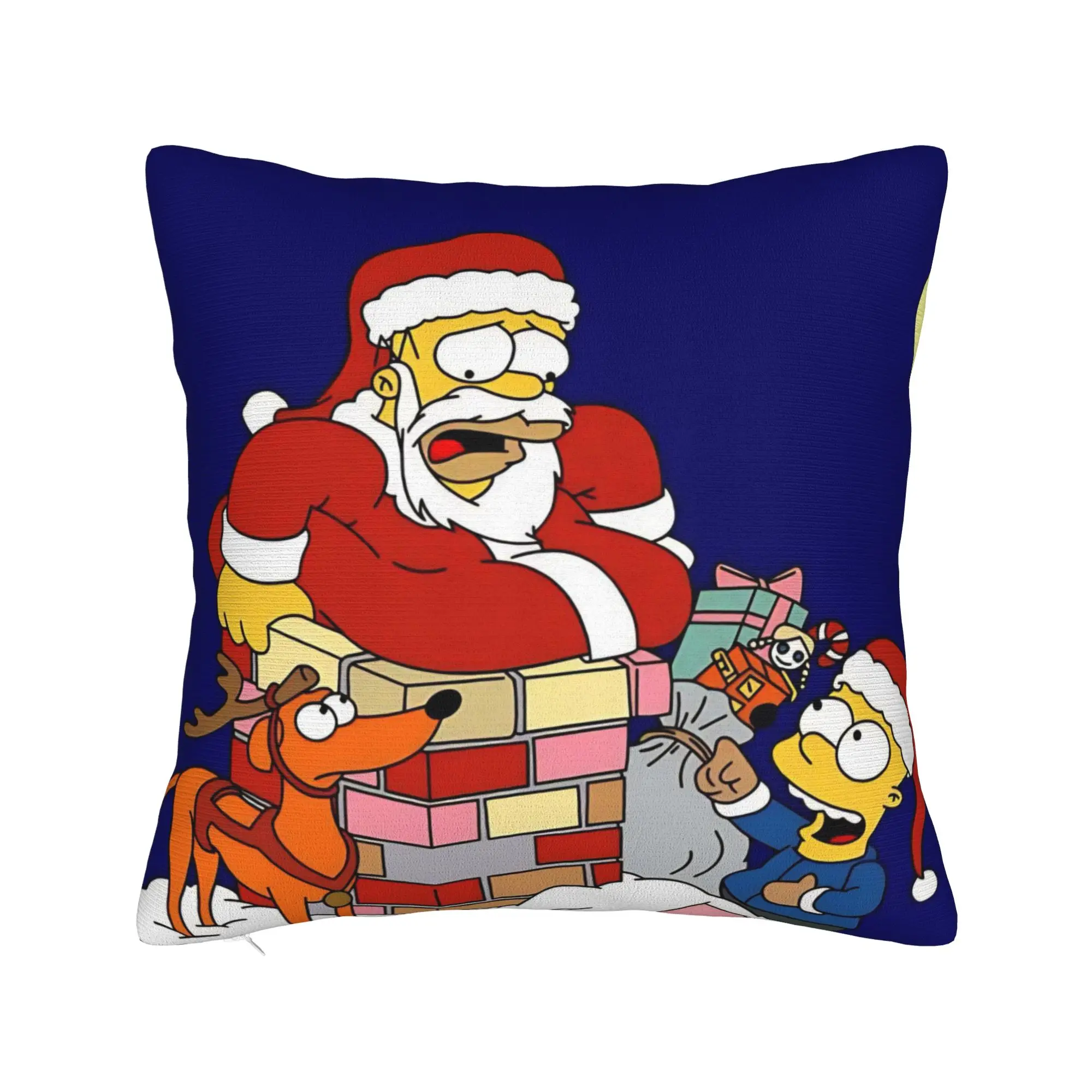 Cartoon S-Simpsons Christmas Pillowcase Printed Fabric Cushion Cover Decor  Throw Pillow Case Cover Home Square 40*40cm