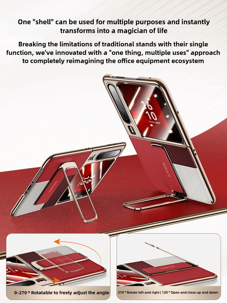 

【Case and Screen Protector Integrated】For Huawei Pura X Case New Genuine Leather With Wrist Strap Rotating Stand Full Phone Case