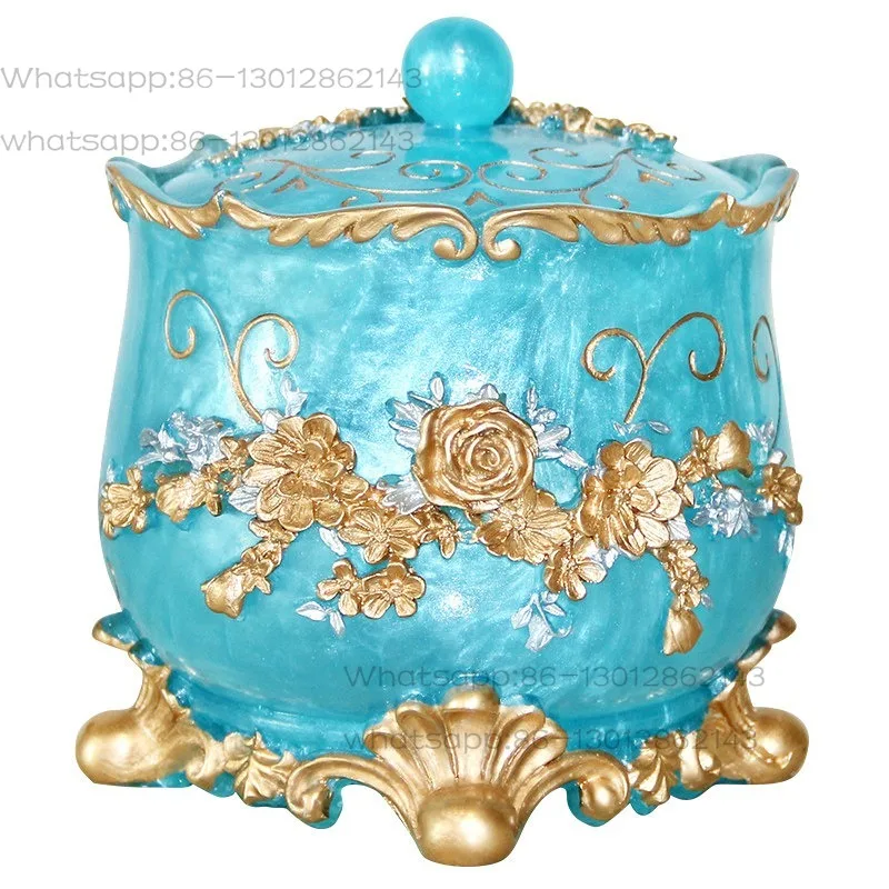 Living room household trash can with lid, housewarming high-end resin trash basket, creative desktop storage bucket