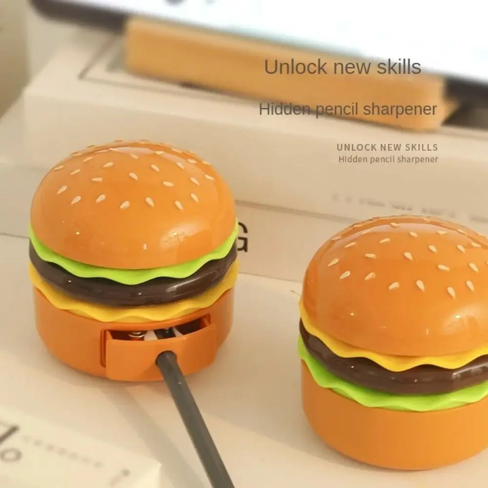 3 Modes Touch Switch Hamburg Table Lamp Hamburger Shape Pencil Sharpener Hamburger Night Light Rechargeable Orange