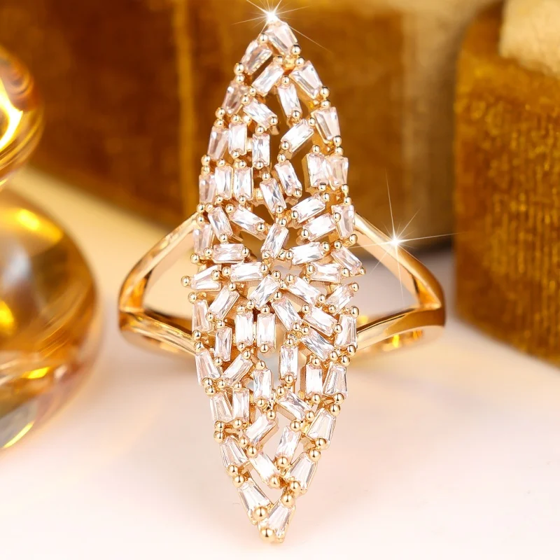 2026 New European and American Horse Eyes Full of Zircon Rings, Elegant and Trendy Ladder Style Shiny Women's Accessories
