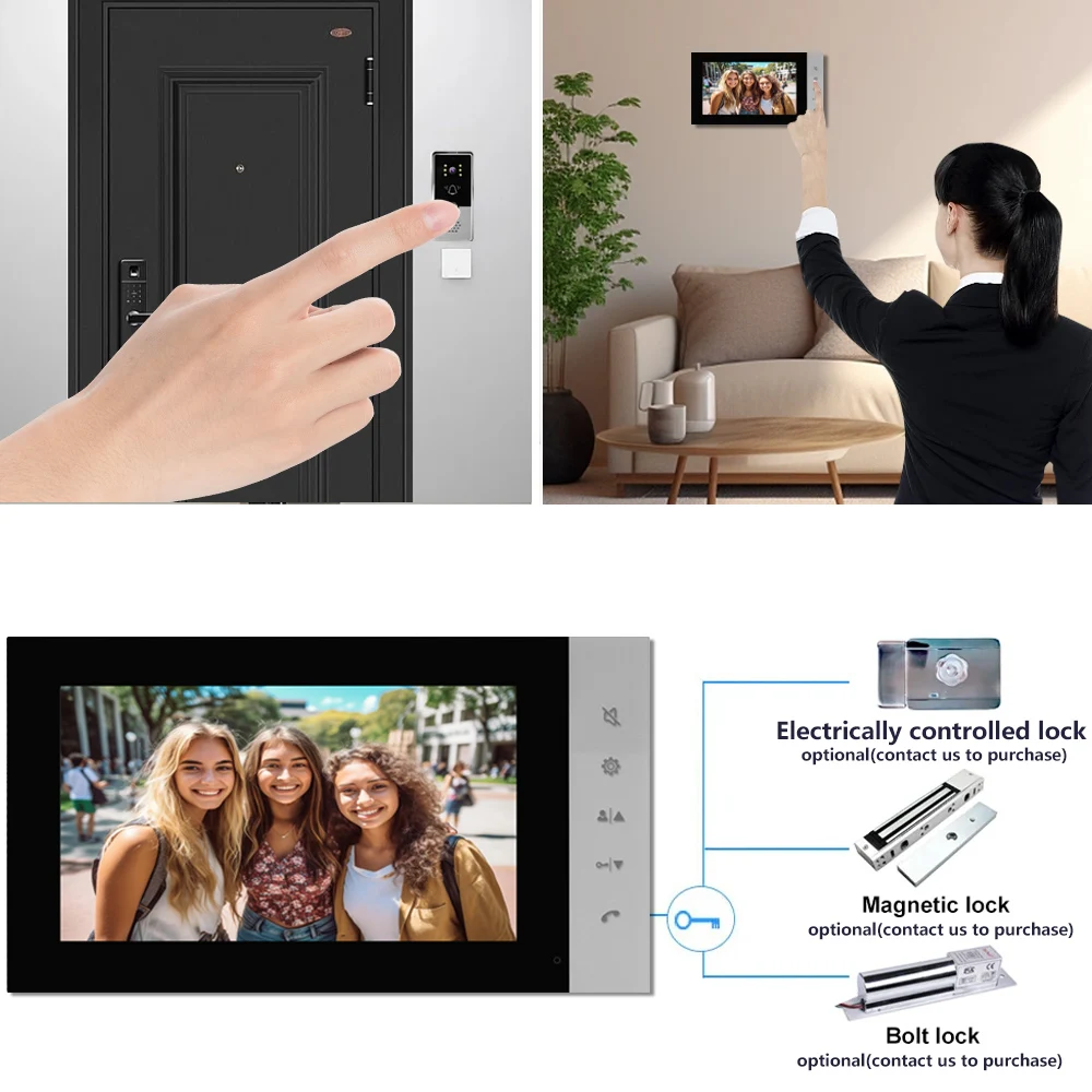 Visual doorbell, home wired building intercom, villa high-definition monitoring with display screen, electronic access control