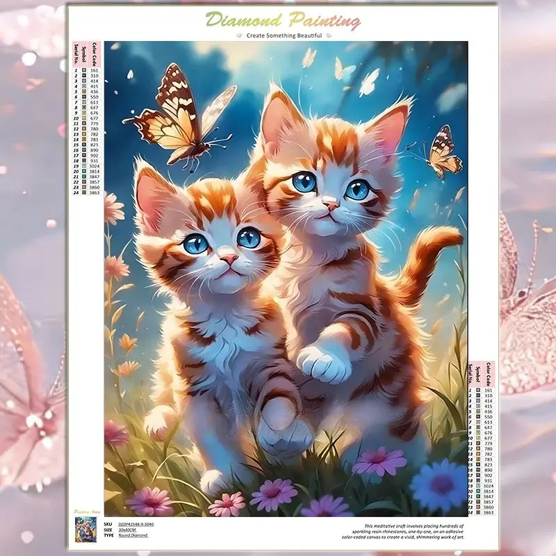 

GATYZTORY Diamond Embroidery 5D Set Cwo cats Diamond Painting Mosaic Animal Creative Hobbies Decoration For Home