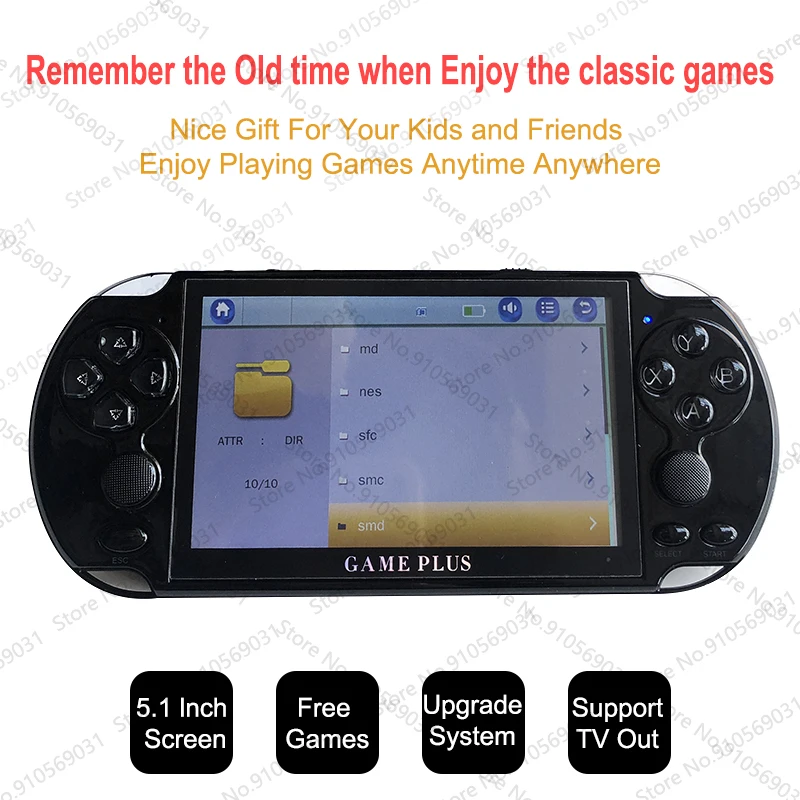 

New Handheld Game Console 5.1 inch 8GB X9s Retro Mini Arcade Video Game Console Player for PSP/GBA/NES