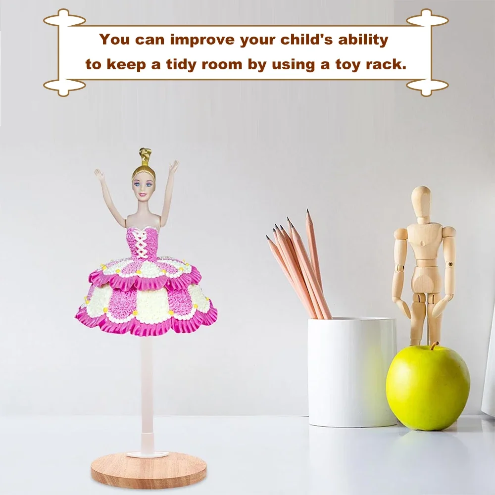 Wooden Doll Maniquin Stand 20-60cm Figure Doll Toy Model Support Frame Wood Bracket with Wooden Base Toy House Supplies