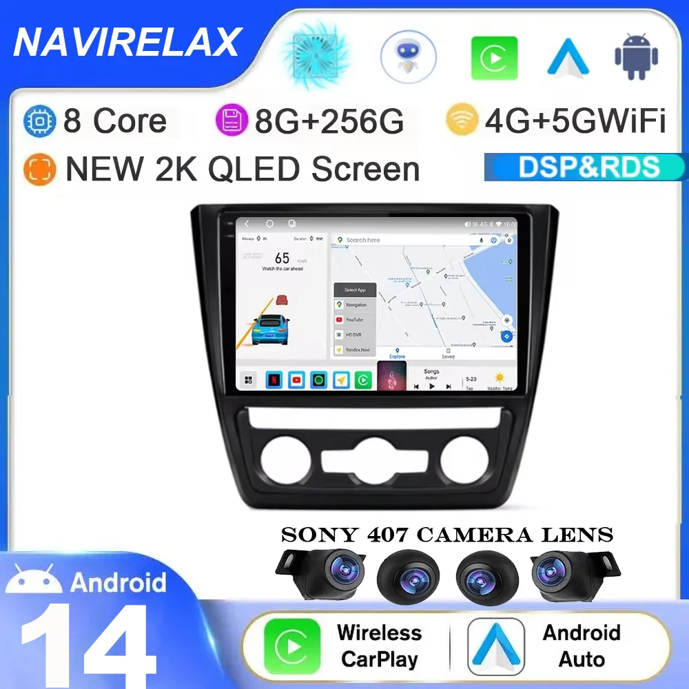 

10.1" Android 14.0 Car Radio Multimedia Player GPS Navigaion For Skoda Yeti 5L 2009-2014 Carplay Android Auto 4G+WiFi Head Unit