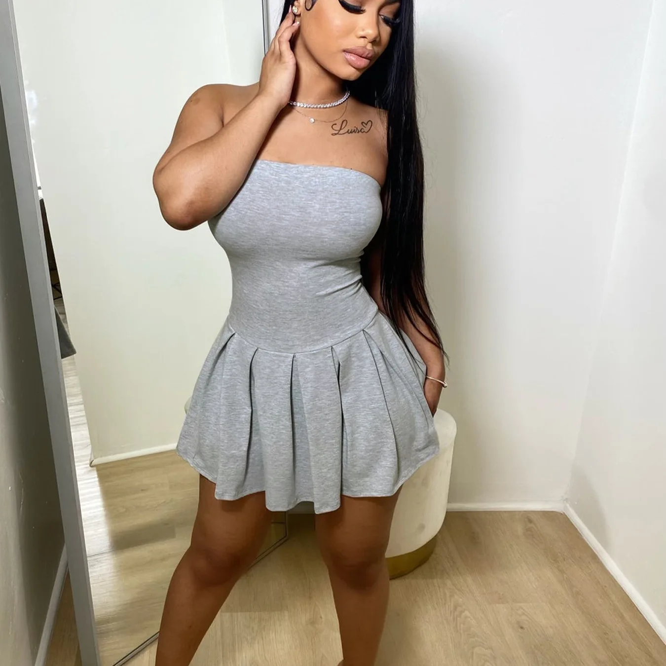 Mini Dress Women Dresses Sexy A Line Vestidos Bodycon Y2k Streetwear Strapless Sleeveless Elegant Slim Night Party High Waist