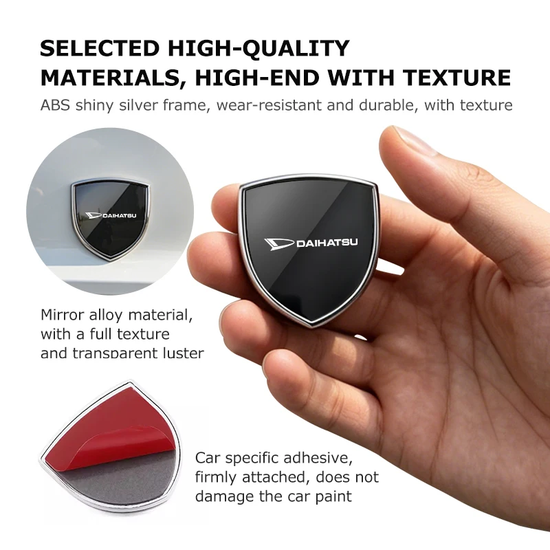 For Daihatsu Car Metal 3D Sticker Shield Car Rear Trunk Shield Emblem Badge Sticker Materia Rocky Terios Sirion Mira YRV Feroza