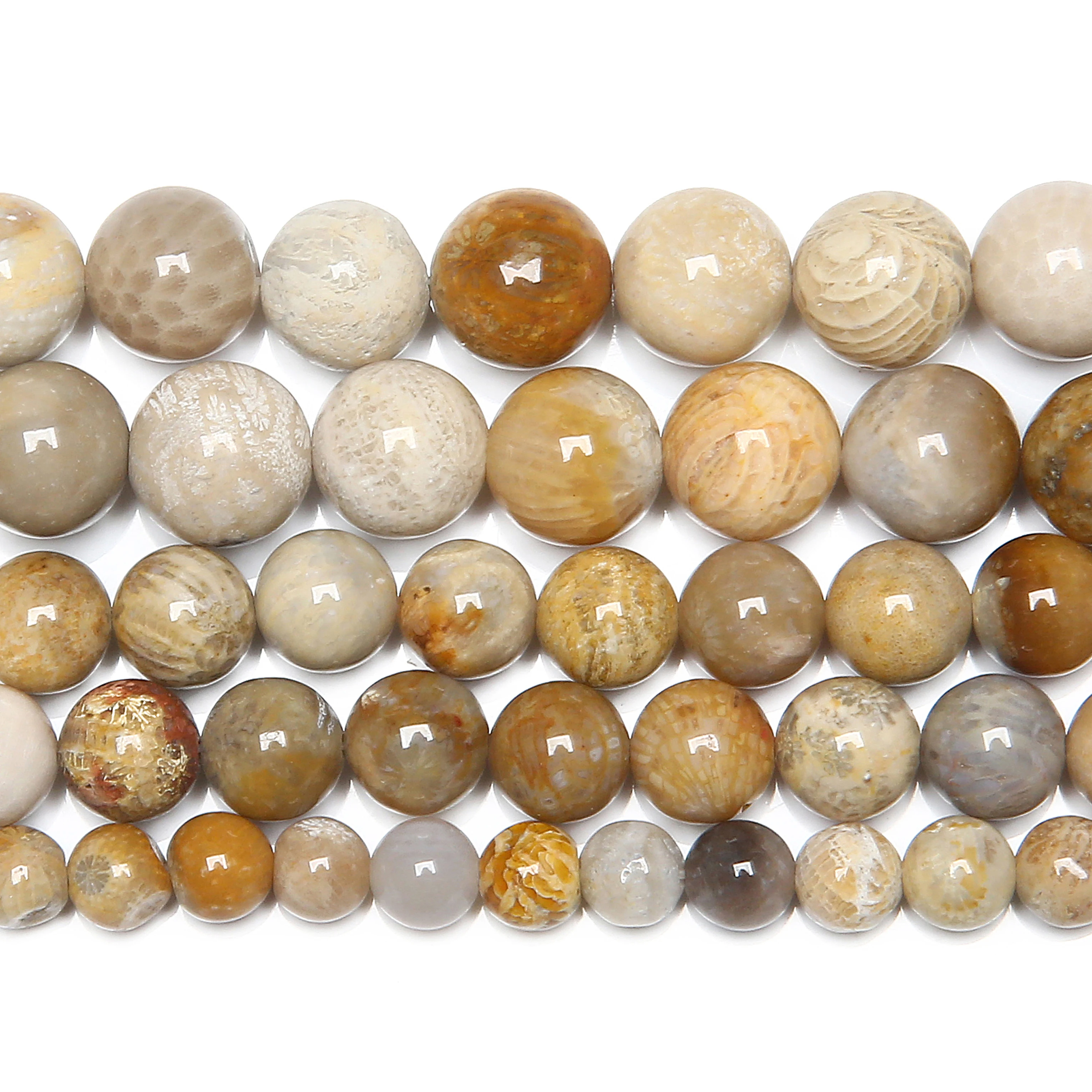 Natural Chrysanthemum Stone Coral Round Loose Beads 15\