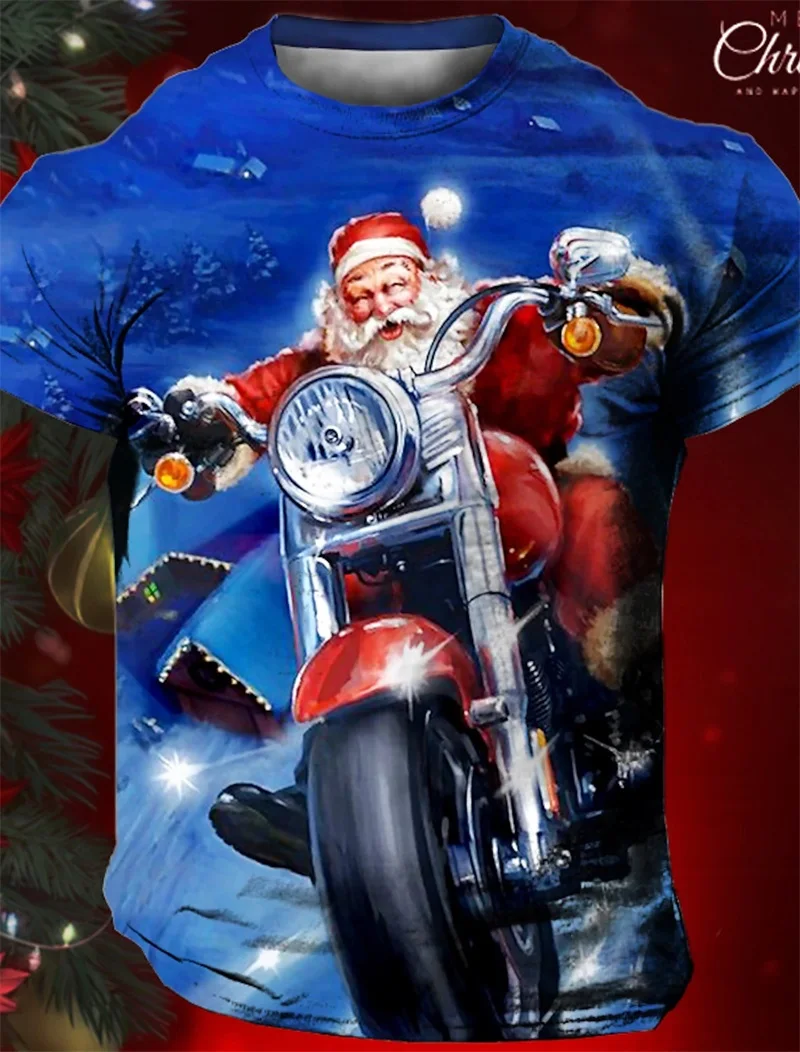 Men Christmas T Shirt Santa Claus Graphic Short Sleeve Crew Neck Tee Shirt Tops For Men Large Size Tshirts Playeras Para Hombres