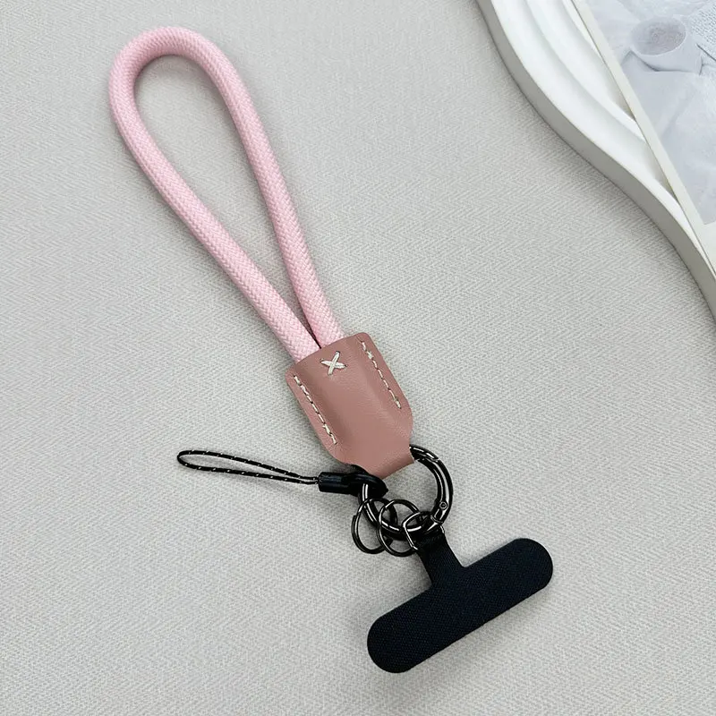 

Cute Nylon Braided Rope Phone Chain Women Fashion Luxury Phone Clip Lanyard Pu Leather Head Wrist Phone Strap Phone Accessories