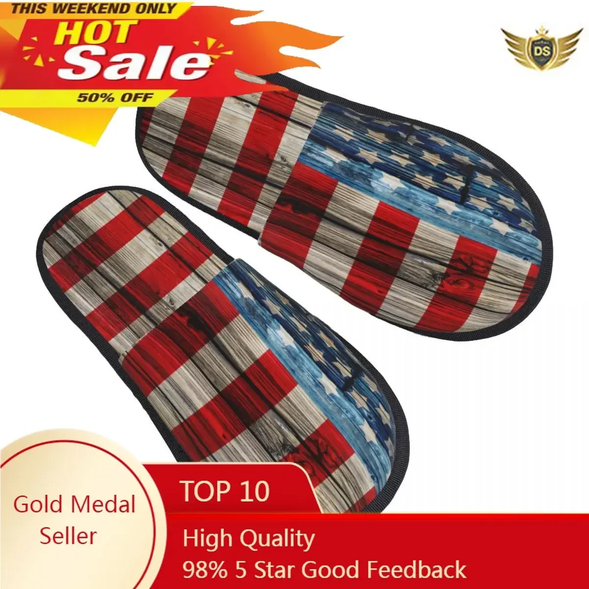 

Winter Women Men Non-Slip Flat Slippers Old American Flag On Wooden Fence Indoor Fur Soft Warm Shoes