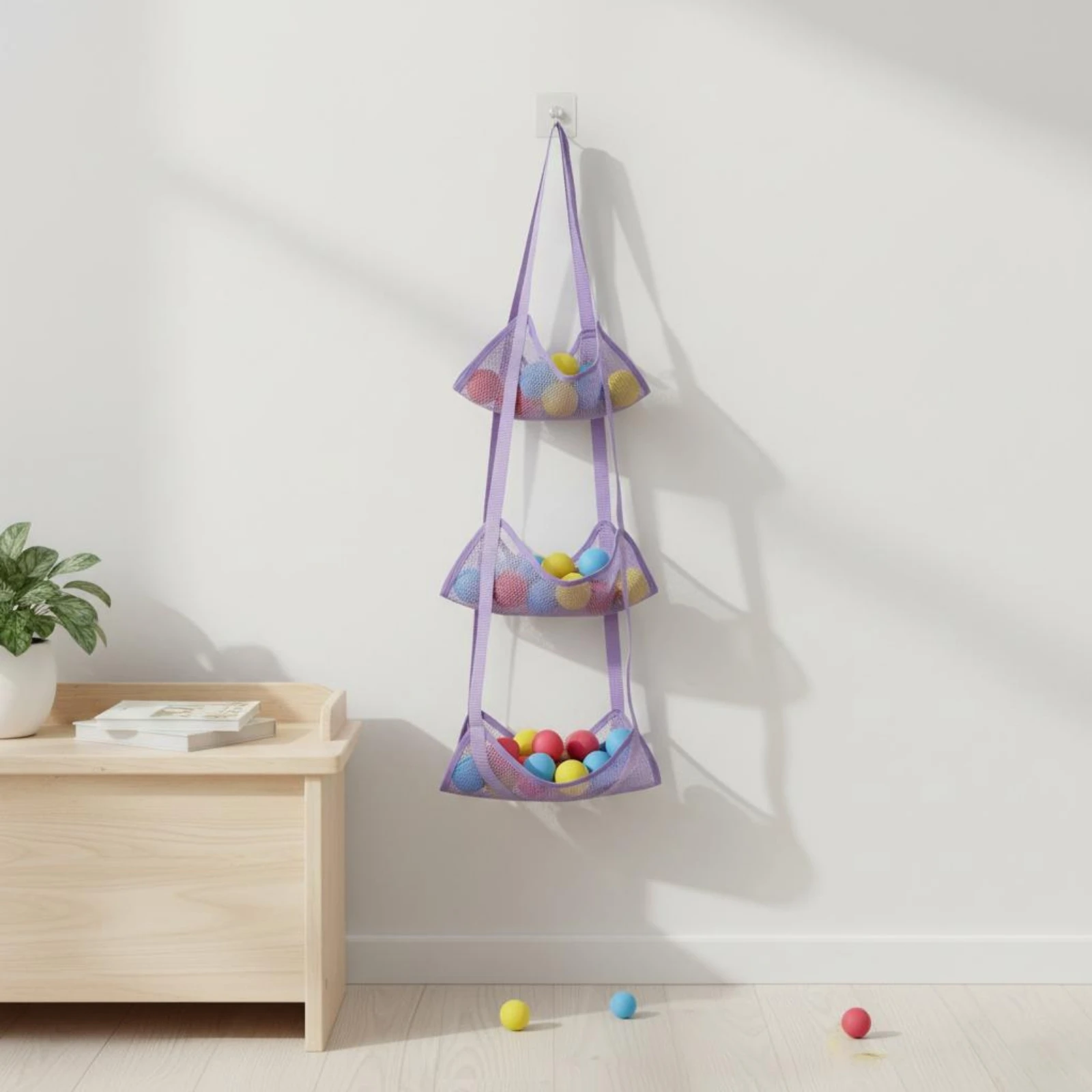 Ball Storage Bag Ventilated Design Mesh Hanging Bag Mesh Pocket Organizer Space Saving for Rear Door