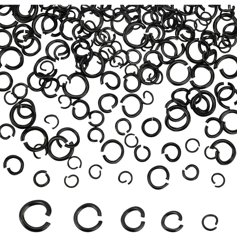 

160 шт., 5 стилей, черные открытые кольца для электрофореза, открытые кольца из нержавеющей стали 304, калибр 17 ~ 212, ювелирные изделия, кольца для прыжков, ювелирные изделия