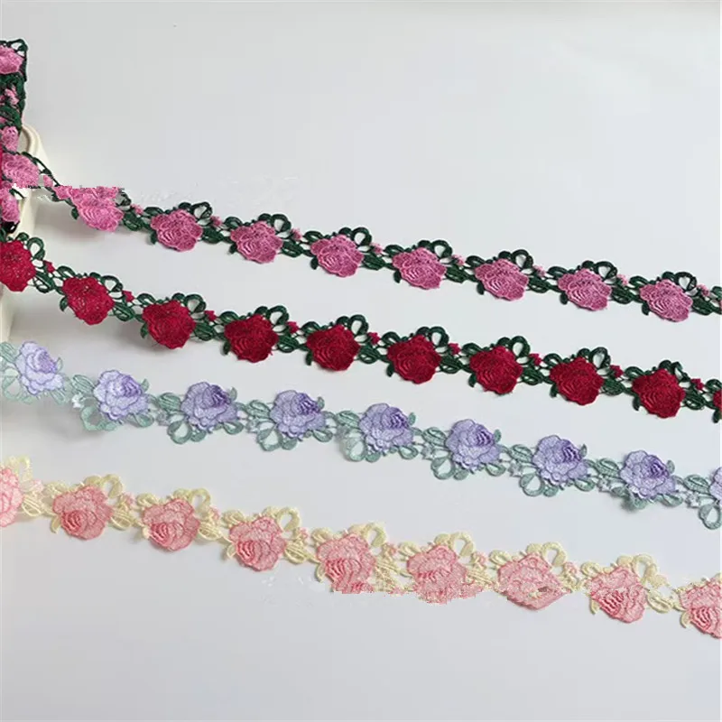 

10Yards 4.5cm Width Shiny Red Purple Pink Hollow Flower Venise Diy Venice Lace Clothing Accessories Of Various Garment,Bra.Skirt