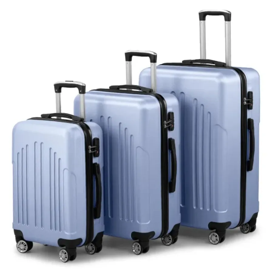 ABS+PC Hardside Suitcase Sets 3 Pcs with TSA Lock 4 Spinner Wheels Lightweight Trolley Travel Case Carry On Check-in Business T