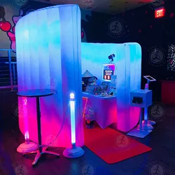 Commercial LED Inflatable Photo Booth Wall Curve Whirl 360 Photobooth Backdrop Enclosure For Business, Rental, Party, Carnival