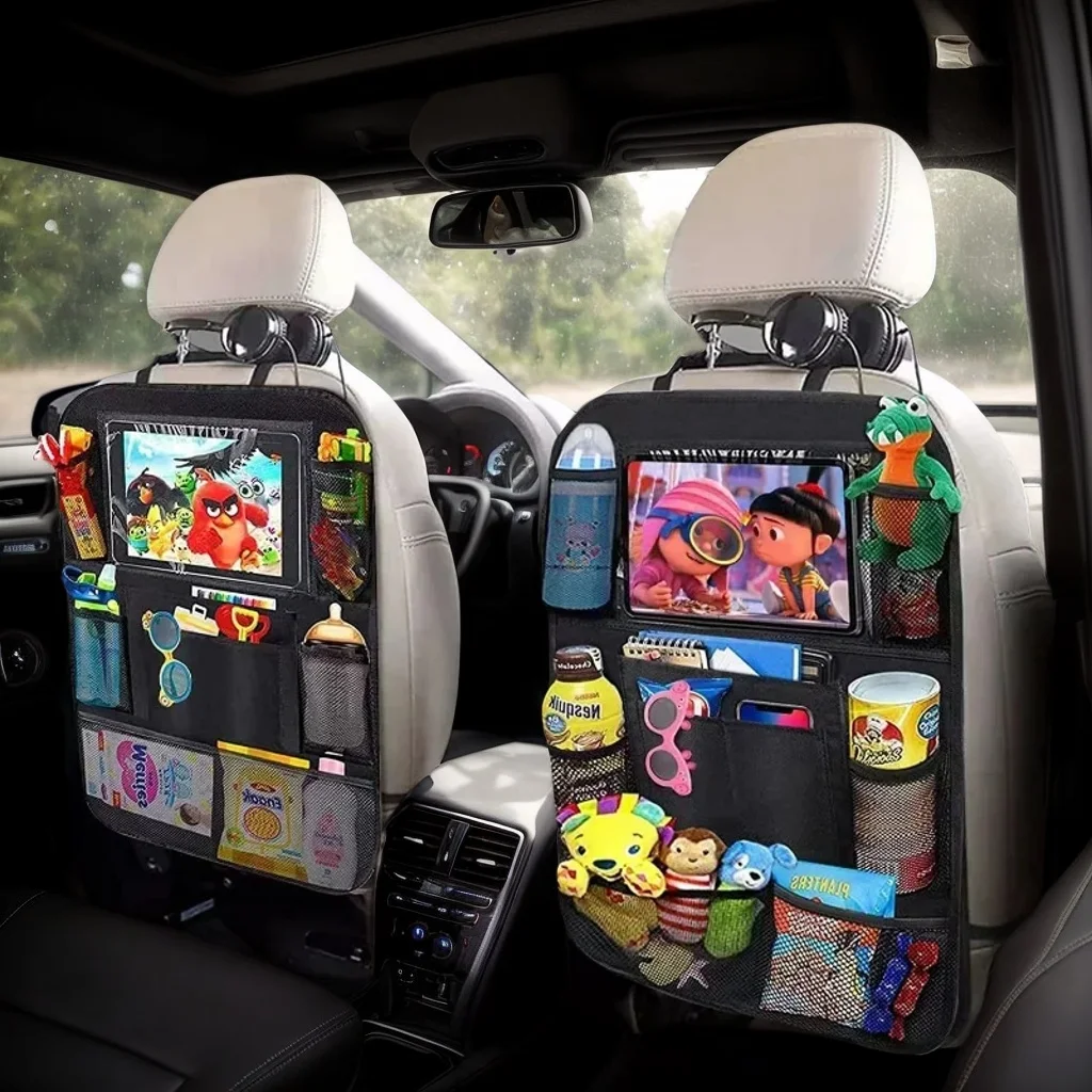 

​ ​ Задний органайзер для автомобиля - держатель для планшета с сенсорным экраном, автоматические карманы для хранения, защитный чехол для спинки сиденья, аксессуар ​ ​