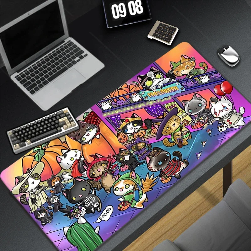 Cute Cat Large Mouse Pad Gamer Kawaii Gaming Accessories Deskpad Play Mats Anime Office Mini Pc XXL Mousepad 40x90 CM