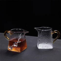 Japanese Heat Resistant Hammer Glass Teapot with Handgrip 3D Plum Glass Teacup Transparent Chahai Gongdao Cup Teaware