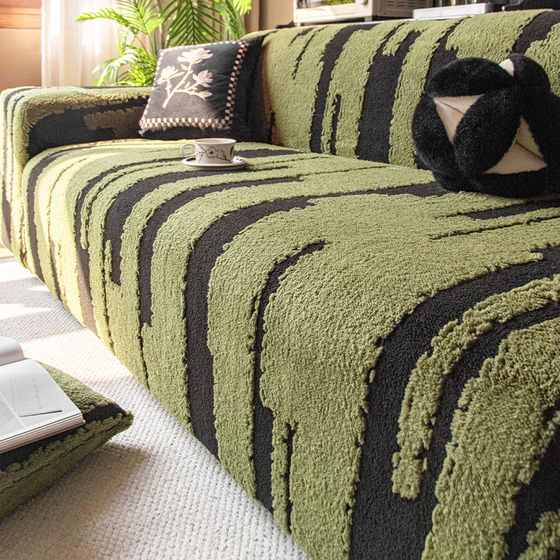 High Elasticity Sofa Covers All Season Thin Striped Full Coverage Armchair Protector Solid Couch Covers for Living Room