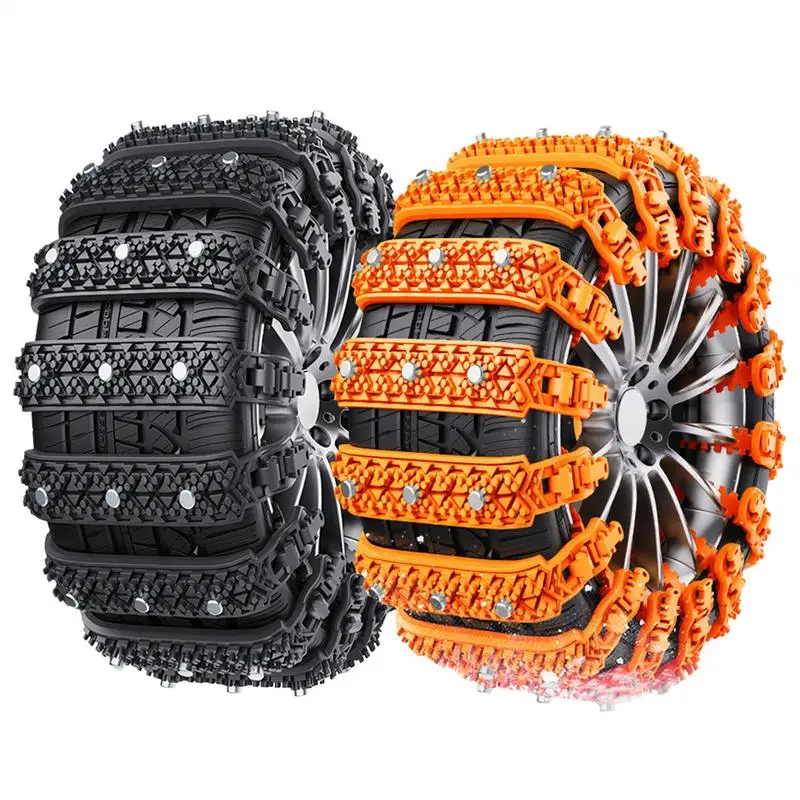 10pc/set TPU Enhanced Stability Snow Chains adjustable anti-skid ties for Alloy Wheels Winter Proof Performance on Icy Roads