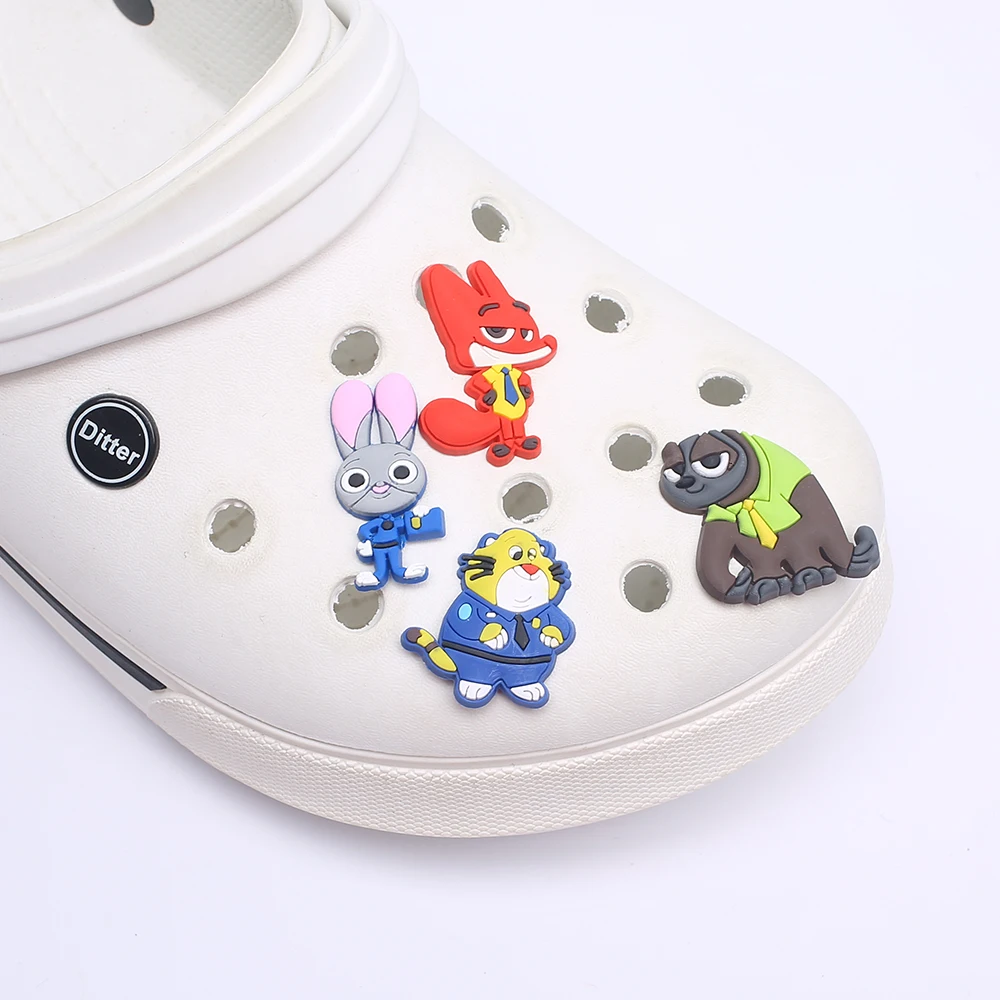 cartoon 1-4pcs Zootopia Shoes Decorated pvc shoes charm selling designer custom odile charm