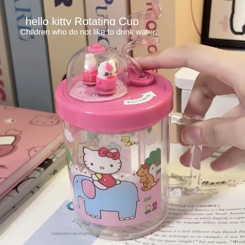 

400mL Sanrio Rotating Straw Water Cup kawaii hello Kitty My Melody Student Children's Gift Anime Cartoon Portable Large Capacity