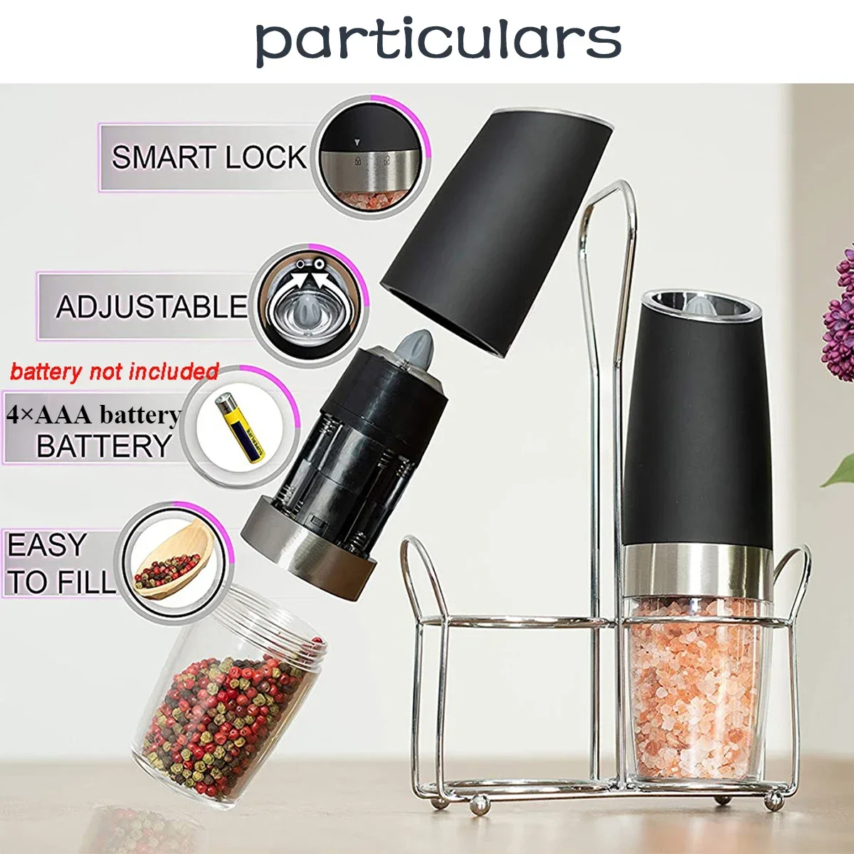 Electric Herb Coffee Grinder Automatic Gravity Induction Pepper Shaker Gravity Spice Mill Adjustable Grinder Kitchen Mill Tool