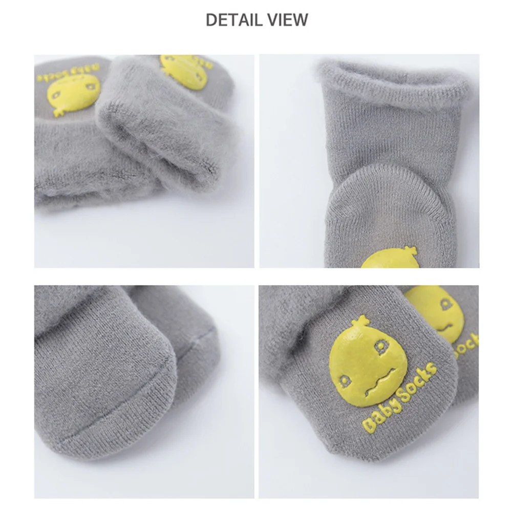 

5Pairs Baby Thick Cotton Socks Warm Non-Slip Cuff Socks Autumn Winter Xs Random Color Soft Breathable Newborn Gift