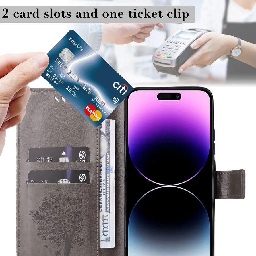 Fashion Tree Case For OPPO Reno4/5/6/7 Reno 4 4Z 4F 5 5F 6 6Z 7 7Z Lite Pro 4G 5G Wallet Card Slot Leather Phone Cover Housing