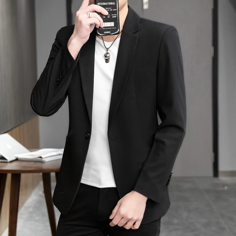 

Casual Autumn Men's Single-breasted Suit Jaet Faionable Urban Youth Hairst Versatile Haome Slim Fit Little Wester...