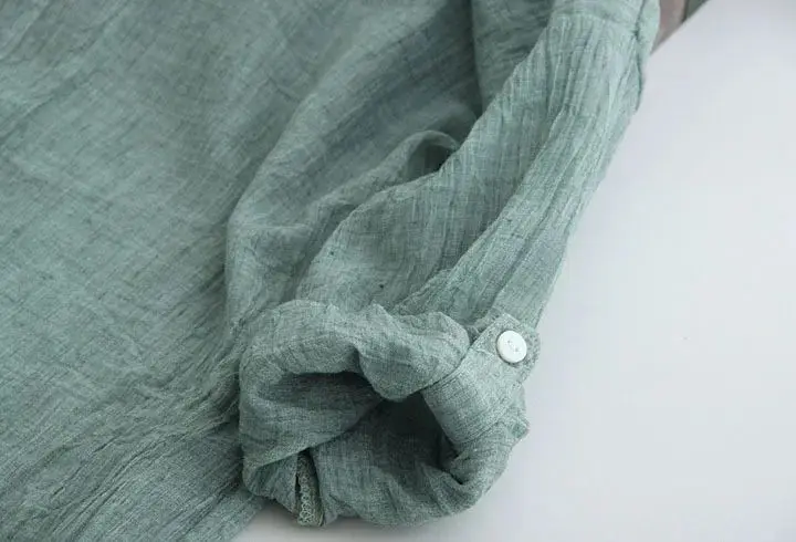 Ele Vintage Sottile Cotone Lino Protezione Solare irt Donna Lungo Sve Confortevole Traspirante Faionable Casual irt