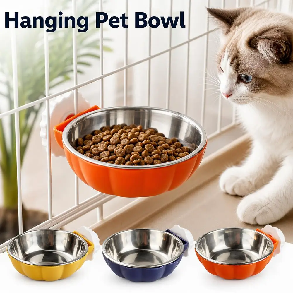 Hanging Pet Bowl Cute Pumpkin Cat Dog Bowl Crate Hanging Feeder Water Food Container For Small Dogs Kitten