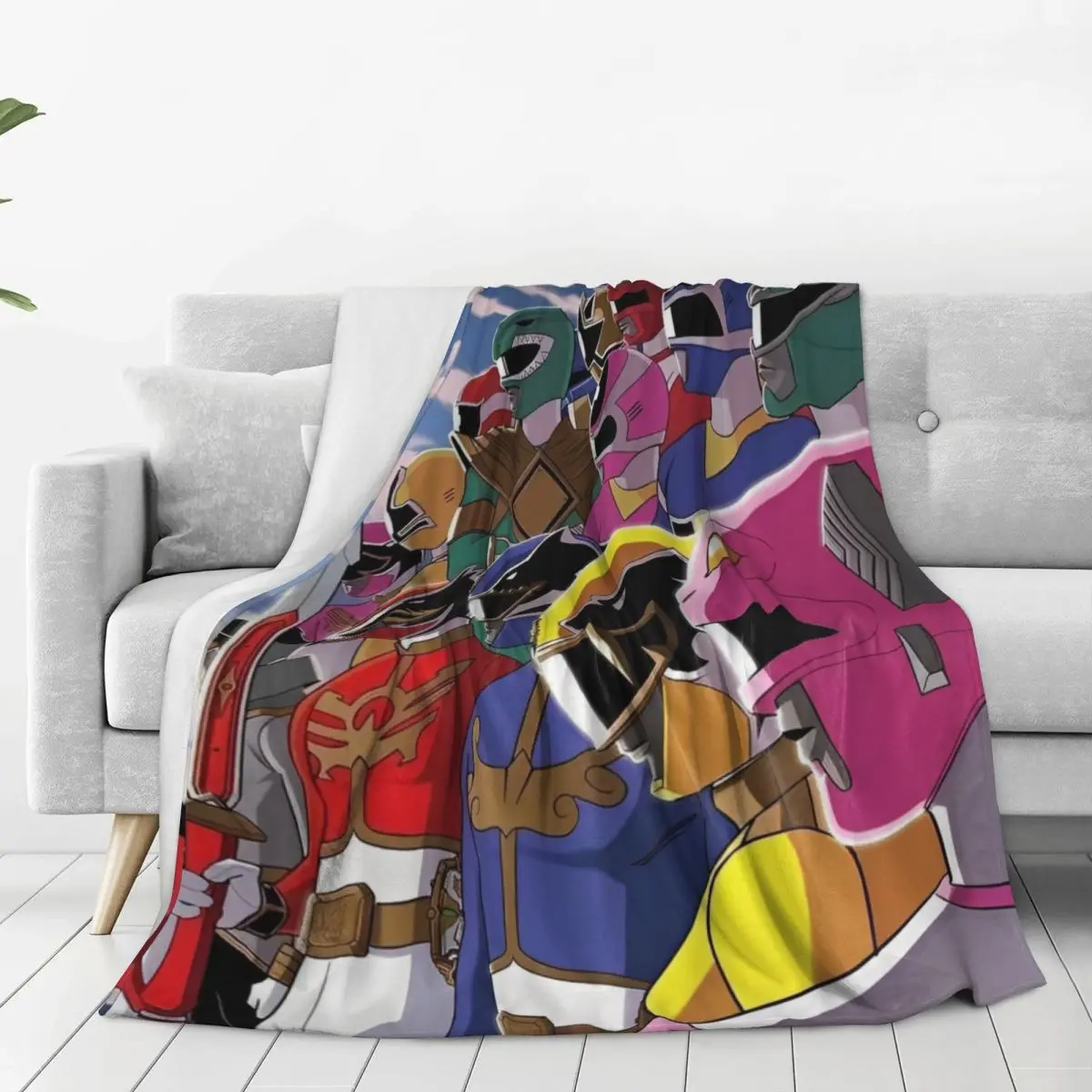 Warm Soft Blanket Travel Office M-Mighty Morphin Cartoon P-Power Rangers Throw Blanket Flannel Bedspread For Living Room Bed