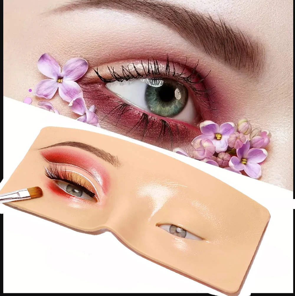 Tablero de práctica de maquillaje de cejas y ojos, estera de práctica de maquillaje facial de ojos de silicona reutilizable, máscara modelo de varios estilos de estilo antiguo