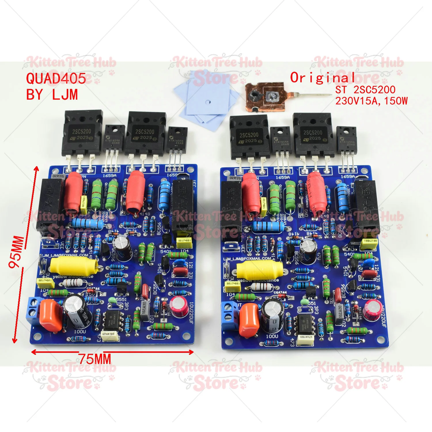 2pcs QUAD405 Stereo Audio Power Amplifier Board DIY Kit  Channels Assembled