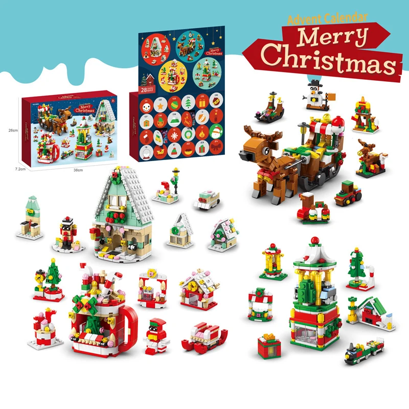 Advent Calendar 2024 Christmas Building Toy Set 24 Days Countdown Building Block for Kids Christmas Building Kit Xtmas Gifts