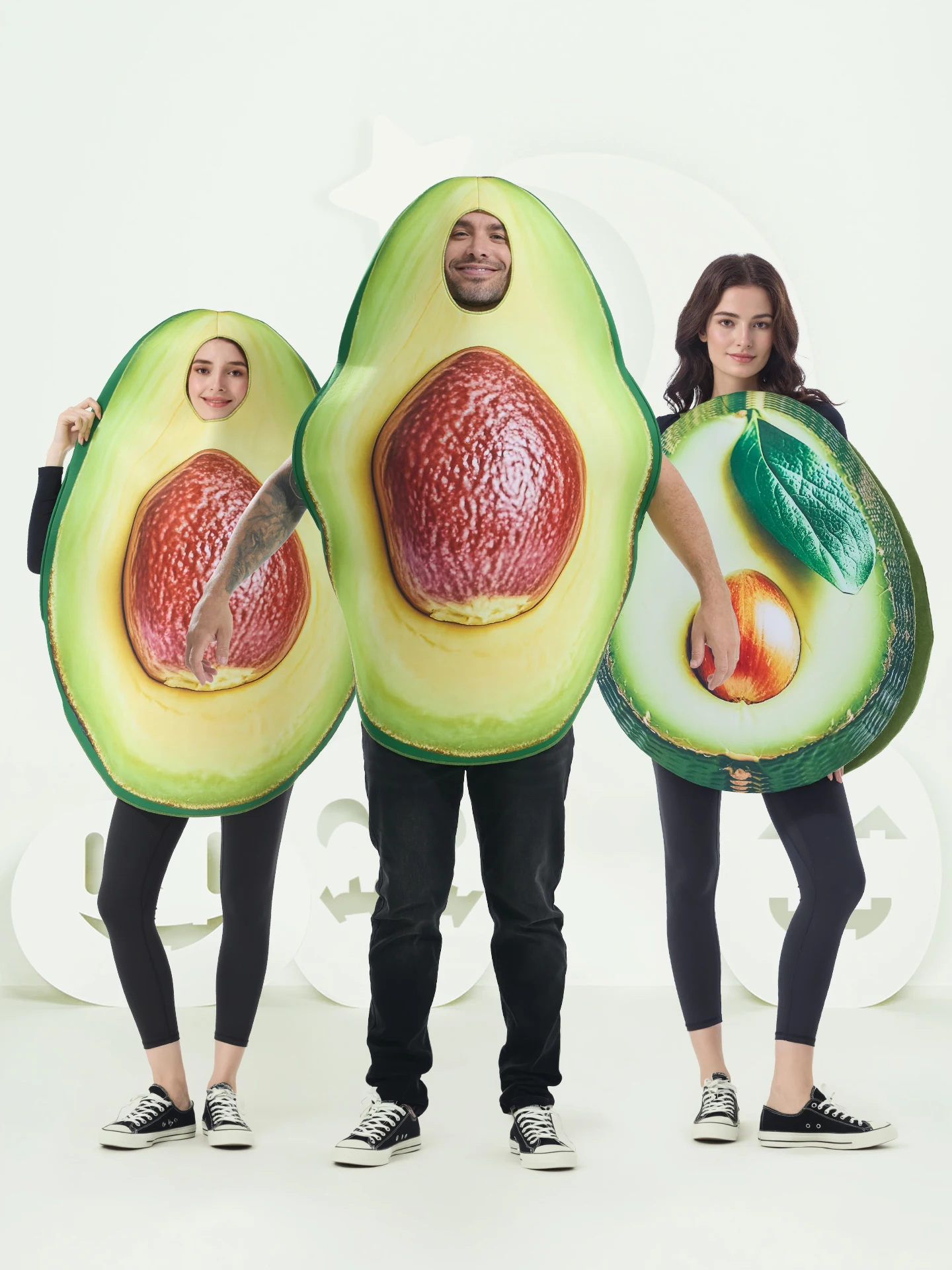 Halloween Fruit Thema Alles-in-één Avocado Prestatiekostuum Stage Performance Pak Polyestervezel 00% Traditioneel Dames...
