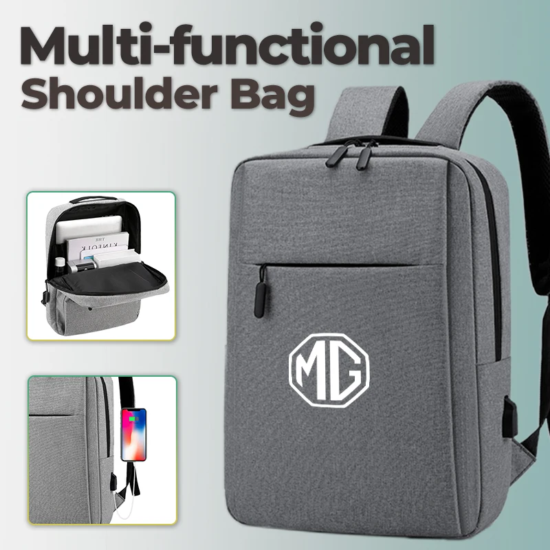 Car Logo USB Rechargeable Shoulder Bag Waterproof Laptop Backpack For Morris Garages MG 3 5 6 7 HS ZS GS Hector TF GT ZR RX5
