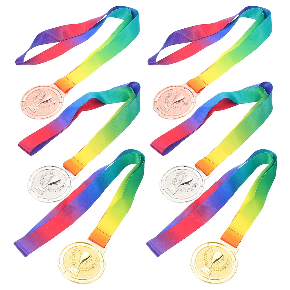 6 Pcs The Medal Hanging Lanyard Sports Winner Award Medals Awards Commemorative Plaque