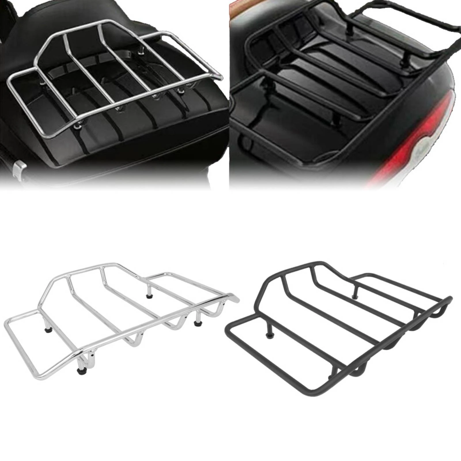 Motorcycle Rear Luggage Rack Polished Luggage Rack with Side Extensions Practical Heavy Duty for Daily Commuting