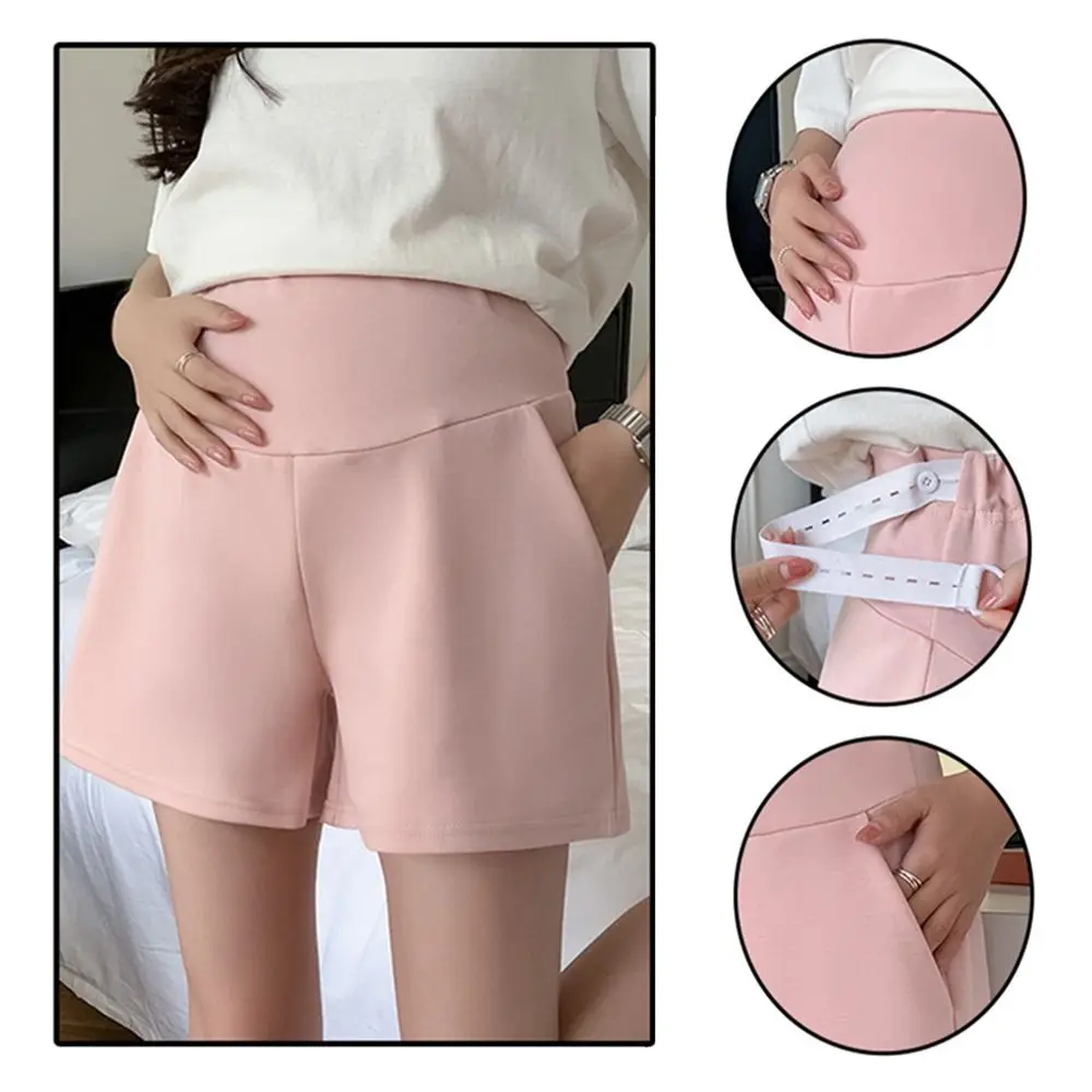 

High Waist Pregnant Woman Belly Pants Breathable XL/XXL Pregnancy Trousers Solid Color Thin Design Maternity Wide Legs Shorts