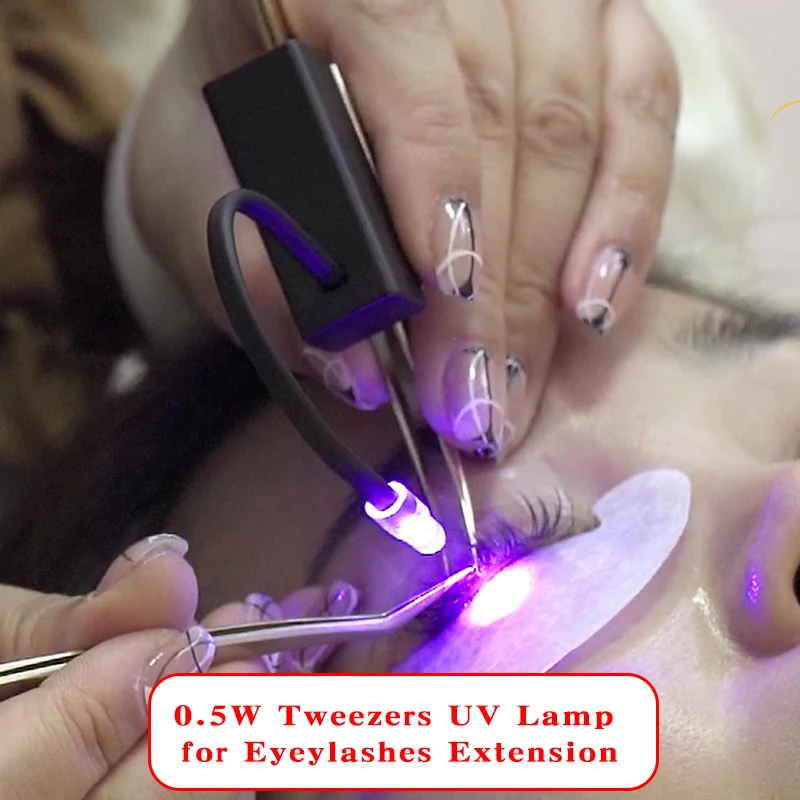 0.5W Eyelash UV Lamp Mini UV Eyelash Extension Lamp Fast Curing Led Light Tweezers Lamp Uv Lash Extension Glue Light on Tweezers