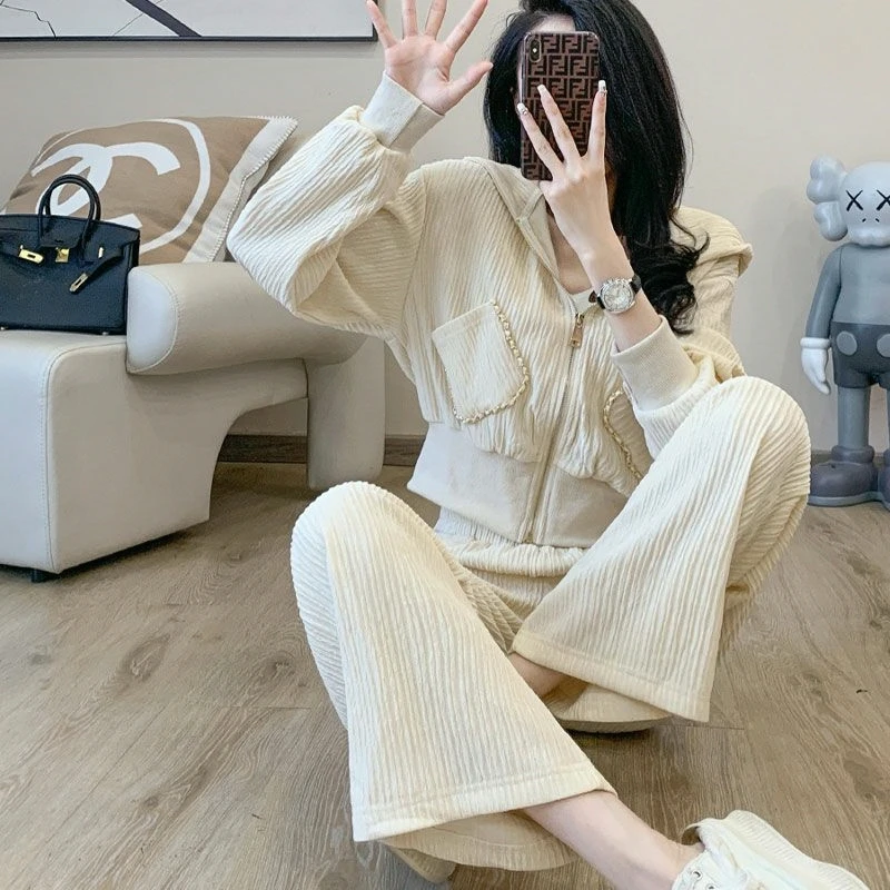 Fashionable Sporty Two-Piece Set Complete Outfit Spring 2023 Women\'s Casual Wear Comfortable Long Pants Stylish Sweatshirt