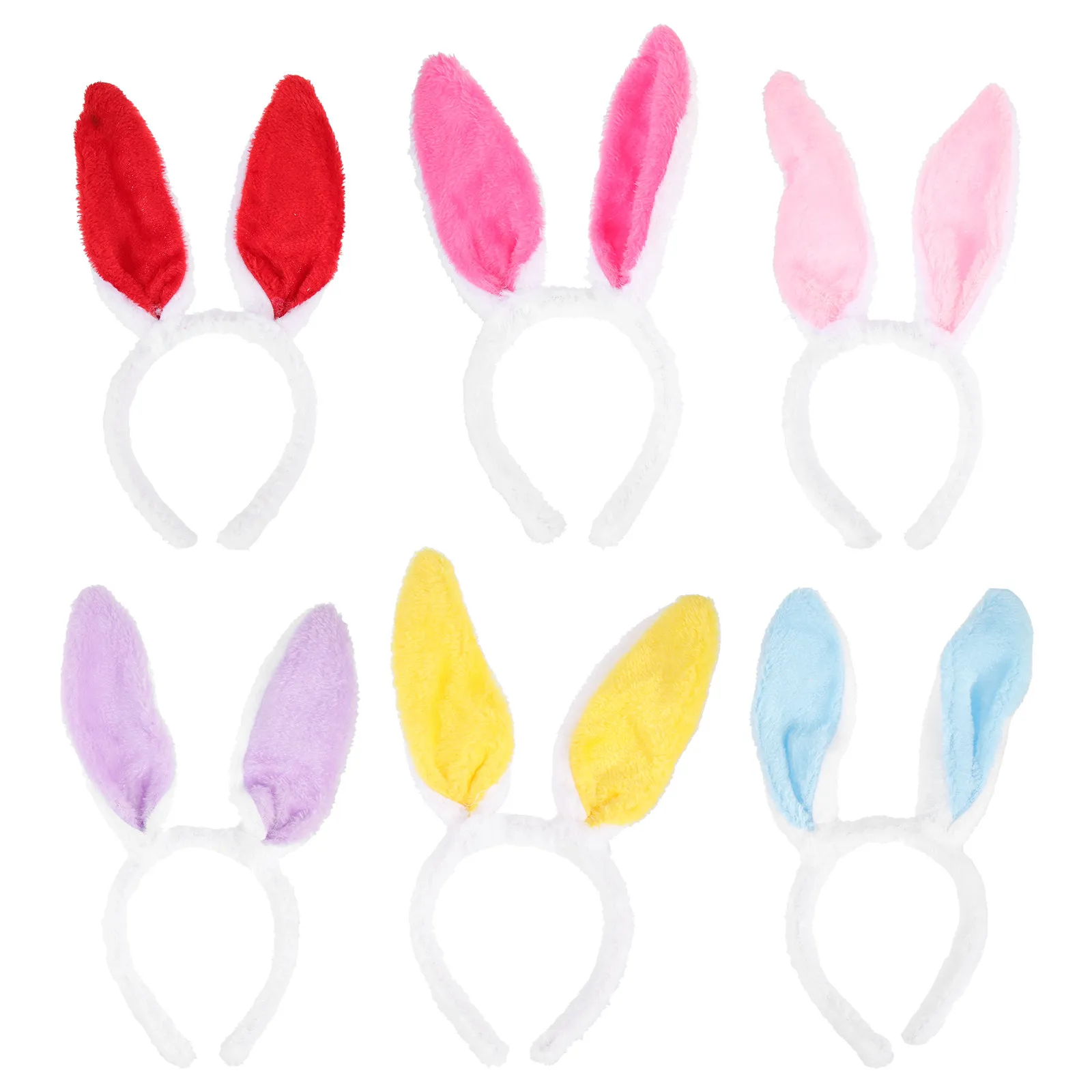 

6pcs Rabbit Ears Headbands Comfortable Lightweight Material Non Slip Easter Party Hair Clasps Hoops Cosplay Costume Rabbit