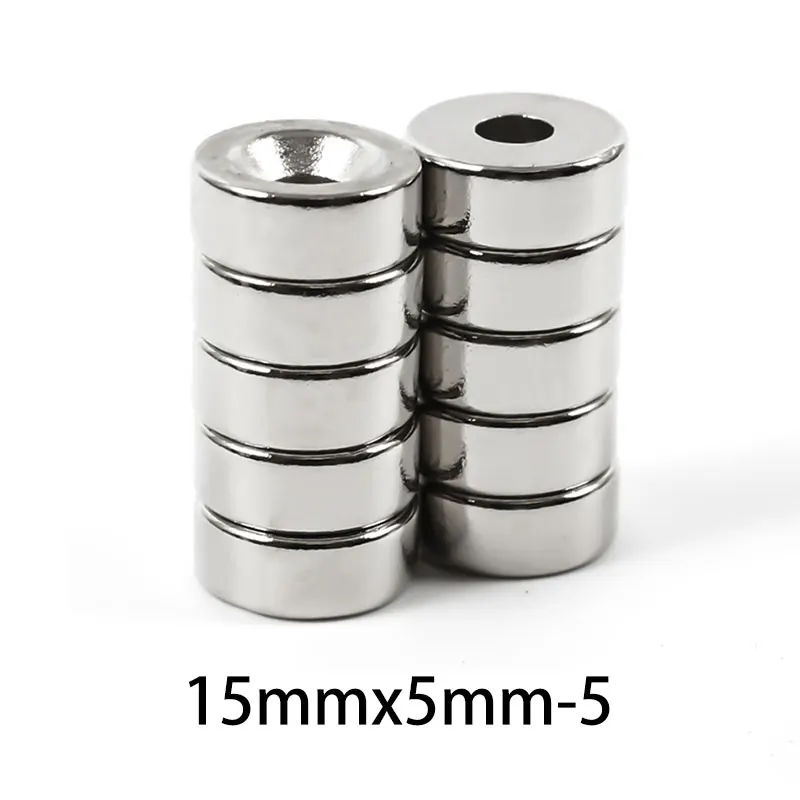 5/10/15/20/30/50PCS 15x5-4 Disc Search Magnet 15*5 mm Hole 5 mm Round Countersunk Permanent Neodymium Magnet 15x5-4mm N35 15*5-5