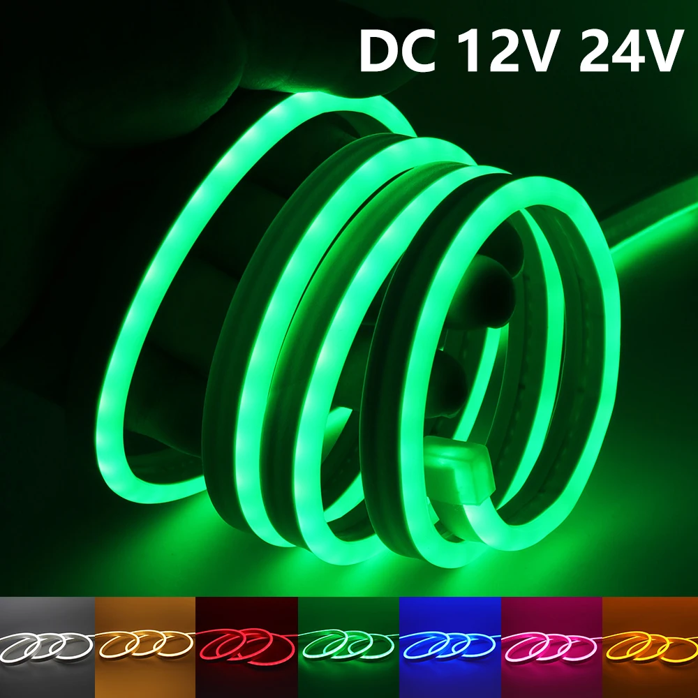 12V 24V Neon LED Light Strip Waterproof Flexible Tape Silicon Tube Bar Red Green Blue Yellow Pink White DIY Neon Sign Room Decor