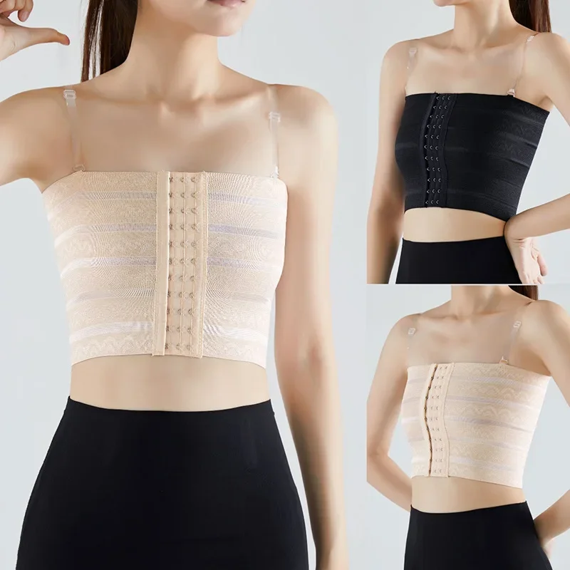 المرأة ملابس داخلية الصدرية الجبهة مشبك ضغط ضمادة ملابس داخلية للتنحيل الصدر ملزمة سترة الضغط التفاف تأثير الصدر الصغيرة