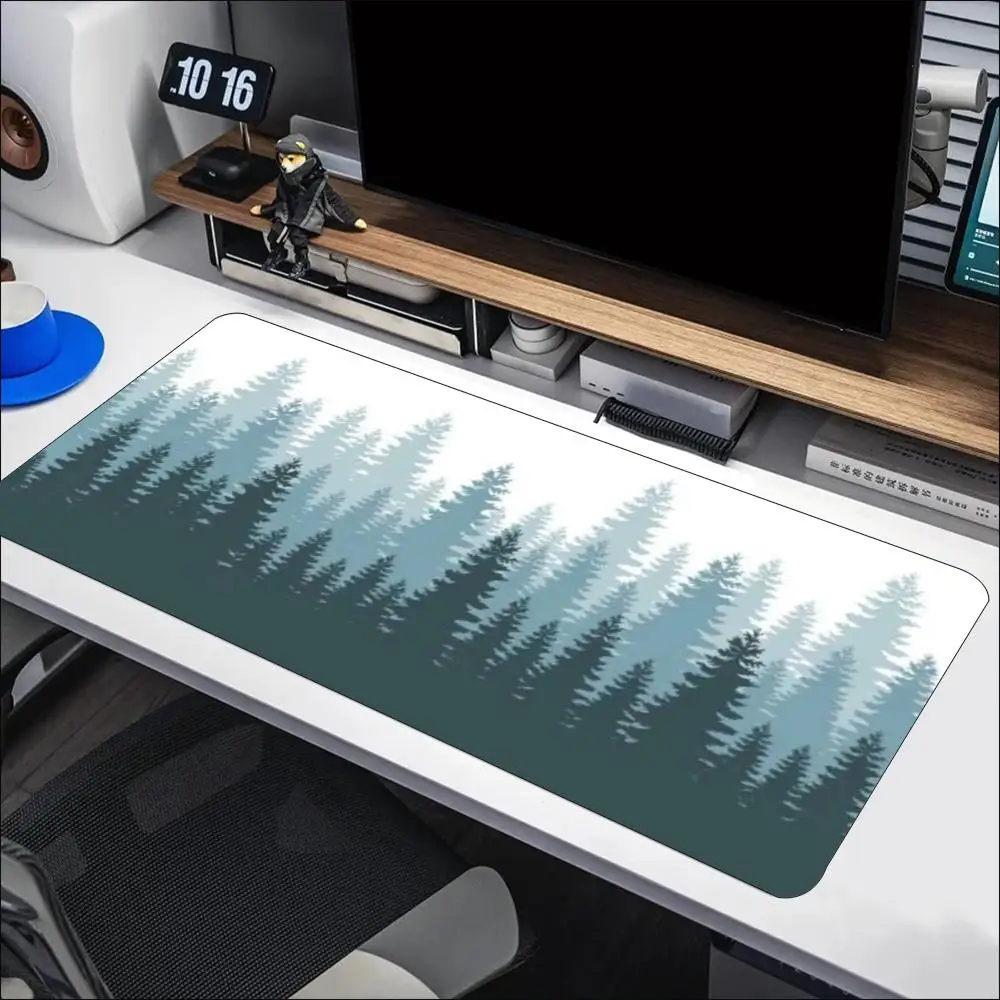 Extended Desk Pad Simple Gradient Coniferous Tree Landscape Non Slip Rubber Mouse Mat For Office Use And Desktop Arrangement